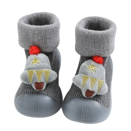TJAZFJPA Toddler Barefoot Shoes Leather Snow Christmas Baby Socks Shoes Children Baby Socks Cartoon Baby Toddler Shoes Floor Socks Baby Boy Shoes Toddler Slip on Shoes Winter