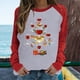 thumbnail image 2 of Camiseta informal de manga larga con cuello redondo y estampado navideño de retazos de primavera para mujer Fridja  bvmnju1578, 2 of 6