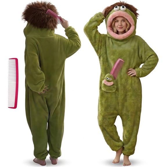 Goofy Onesie Pajamas - Big Mouth Monster Onesie, Coral Fleece Couple Loungewear, Pajama Party & Cozy Sleepwear Gift