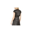 thumbnail image 2 of NATORI Womens Black Textured Vest Quilted Maze Short Sleeve Open Cardigan Evening Crop Top Bolero Straight leg Jacket XS, 2 of 4