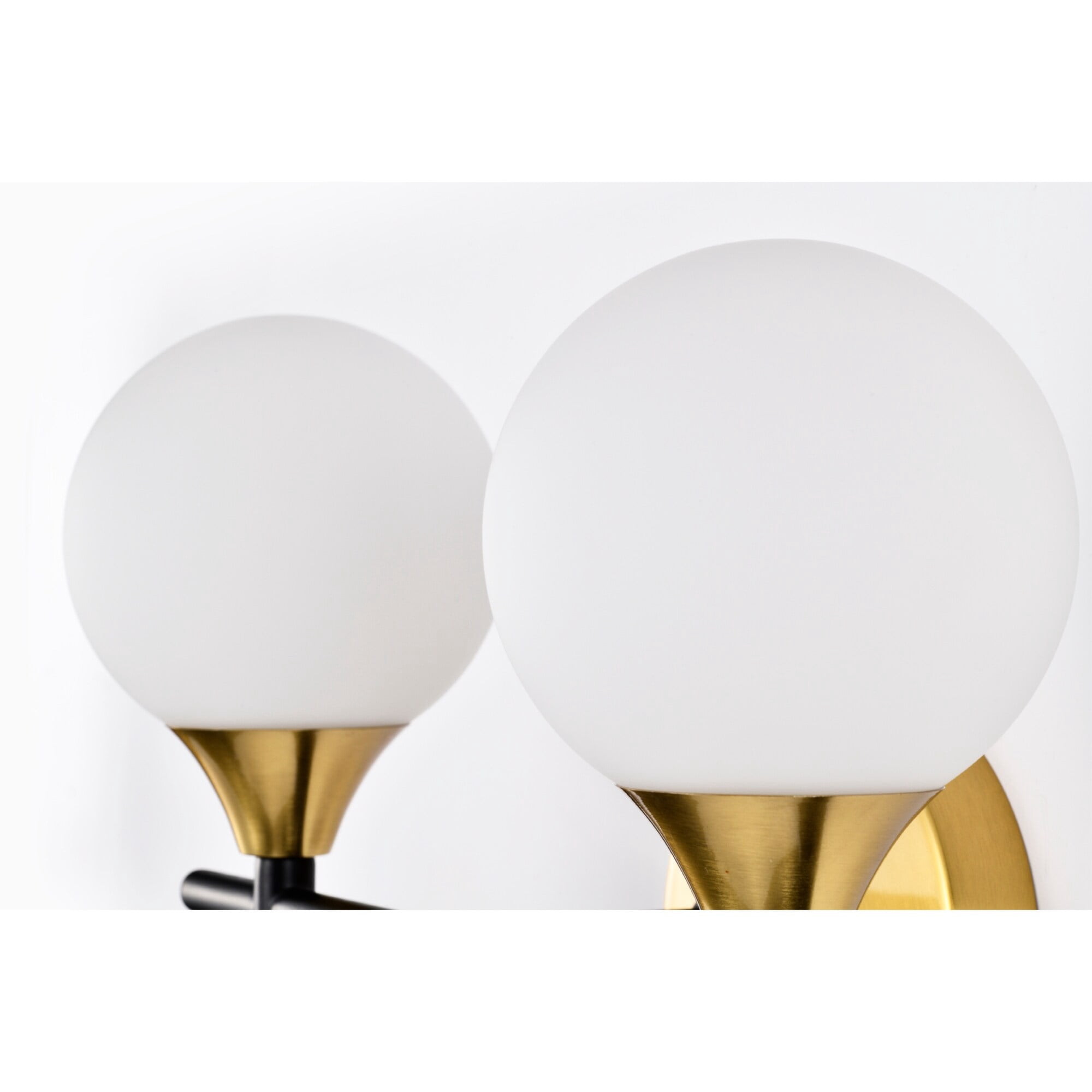 Trinity 14 in. 2-Light Indoor Matte Black and Brass Finish Wall Sconce with Light Kit