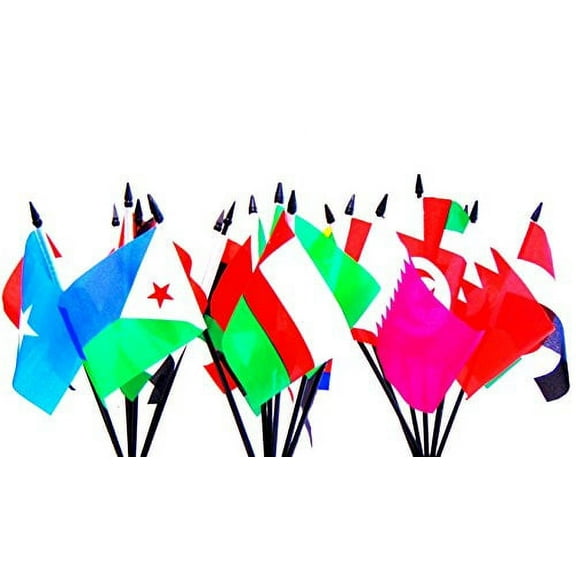 ARAB LEAGUE WORLD FLAG SET--22 Polyester 4"x6" Flags, One Flag for Each Country in the Arab League 4x6 Miniature Desk & Table Flags, Small Mini Stick Flags