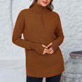 thumbnail image 3 of Women's Quarter Zipper Long Sleeve Loose Ribbed Knit Sweater with Thumbhole, 3 of 9