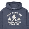 thumbnail image 3 of Instant Message - Fish Love Me, Sasquatch Fear Me - Men's Pullover Hooded Fleece Sweatshirt, 3 of 7