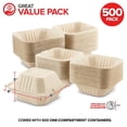 thumbnail image 2 of Clamshell Take Out Food Containers 6" x 6” (500 Pack) 1-Compartment, Disposable To Go Container, Togo Boxes With Lids, Trays for Lunch, Dinner, Meal-Prep, Eco Friendly, Commercially Compostable, 2 of 5