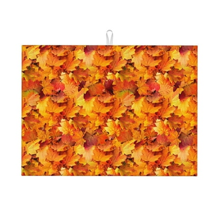

Ocsxa Autumn Maple Leaf Pile Dish Drying Mat for Kitchen Counter Coffee Bar Coffee Station Accessories Absorbent Coffee Mat Kitchen Drying Mat Easy Clean 18x24 Inch