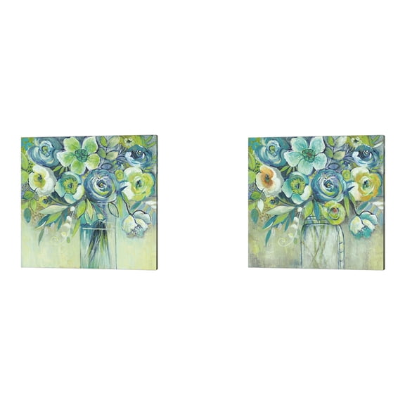 Late Summer Blooms Spring Symphony by JG Studios Canvas Art Set of 2 14 inch X 14 inch Each