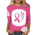 thumbnail image 2 of TIMIFIS Chandails de Sensibilisation au Cancer du Sein pour Femmes Ruban Chandail à Manches Longues Blouse Imprimée T-shirt Ample Blouse à Manches 3/4 Col Rond Hauts Décontractés Automne/hiver, 2 of 4