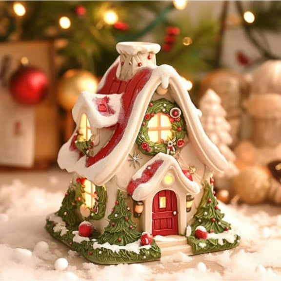 Christmas Cabin Incense Burner, Christmas Village House Incense Burner, Village Chimney Incense Cone Holder, Log Cabin Incense Burner for Holiday Decor Home Indoor Chimney