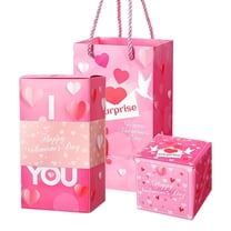 Valentine's Day Gift Treat Boxes,Portable Gift Boxes,Red Pink Heart Cardboard Box,Cupcake Box Valentines Gift Container for Goodie Cookie Candy Sweet Crafts Party Favor Supplies(Pink)