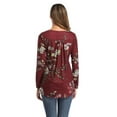 thumbnail image 5 of XCHQRTI Flower Hide Belly Blouses for Women Henley Long Sleeve Shirt Summer Basic Flowy Tunic Blouse Tops, 5 of 7