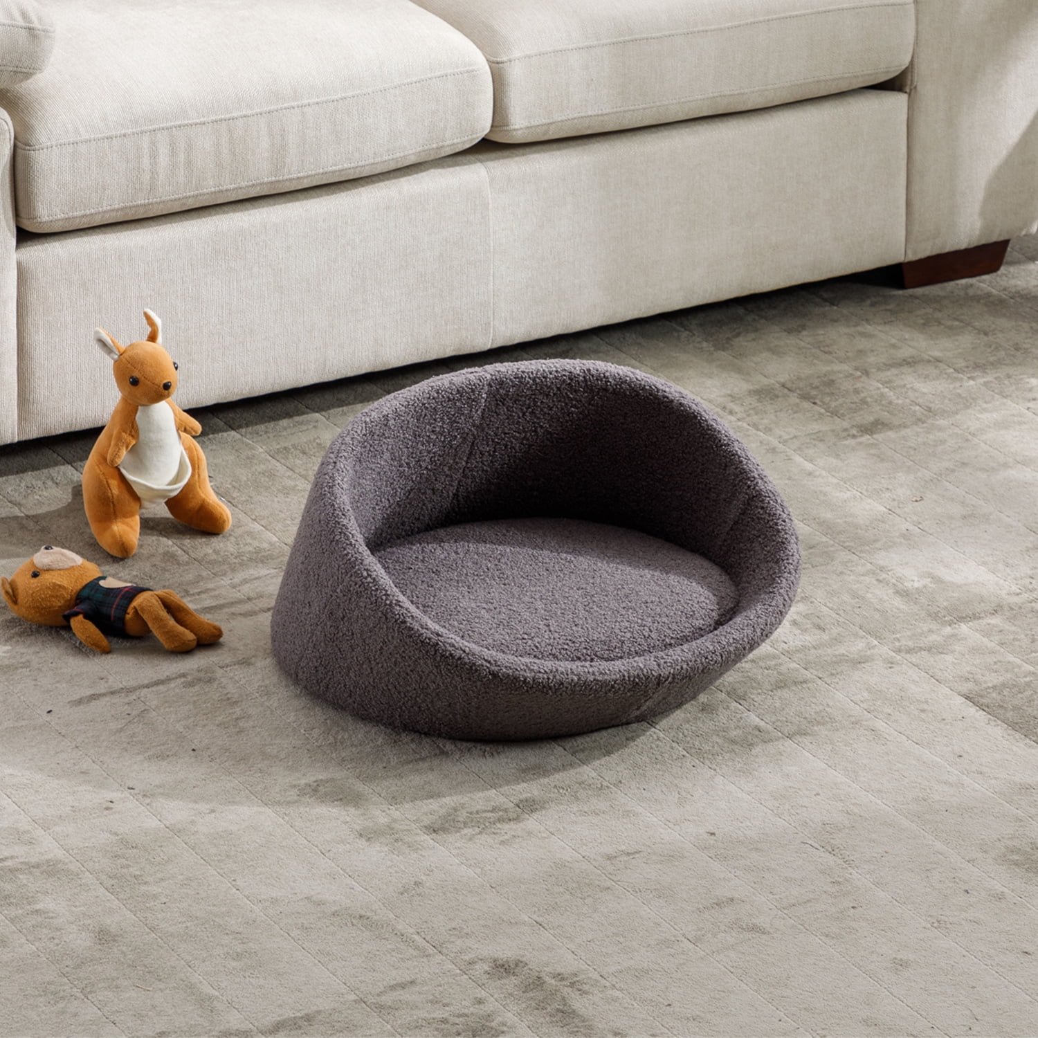 Pefilos 21" Dog Sofa Bed with E1 Solid Wood Frame and Memory Foam, Pet Cat Bed with Cashmere Cover for Indoor, Gray Pefilos 21" Dog Sofa Bed with E1 Solid Wood Frame and Memory Foam, Pet Cat Bed with Cashmere Cover for Indoor, Gray