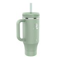 thumbnail image 1 of Takeya Vaso de acero inoxidable de 40 oz con tapa y dos pajitas, calidad premium, doble pared aislada, con asa, mantiene las bebidas frías hasta 24 horas, Matcha, 1 of 5