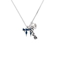 thumbnail image 2 of Delight Jewelry Silvertone Enamel Blue Chai - Love and Lock Charm Necklace, 18"+1", 2 of 4