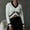White, variant on Crunowin Women's Cropped Sweater, Solid Color V Neck Long Sleeve Loose Fit Comfort Wear Casual Pullover Tops Coffee L