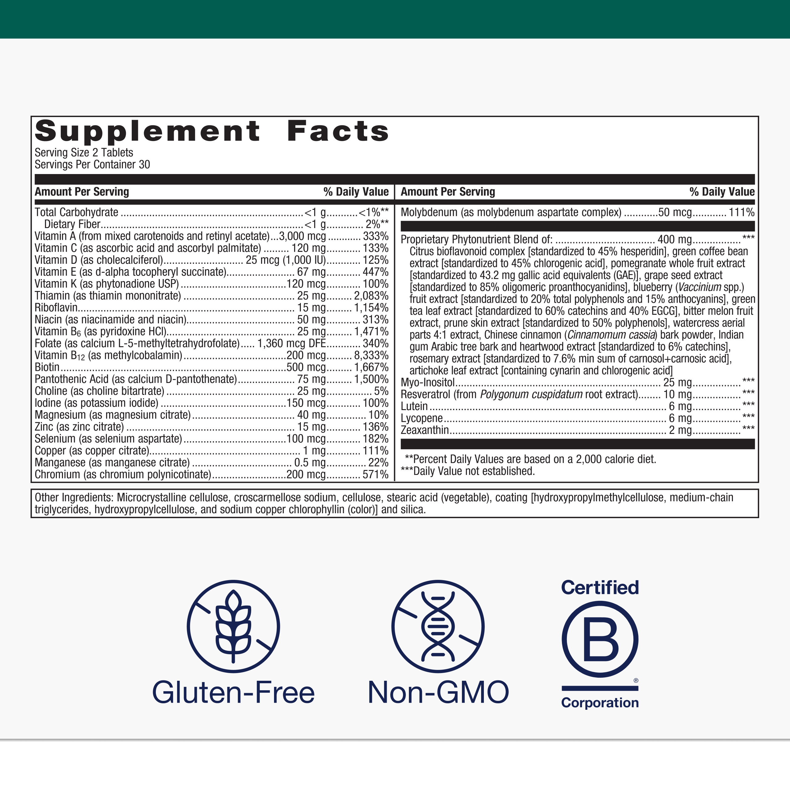 Metagenics PhytoMulti Multivitamin Without Iron-Daily Multi for Men & Women with 20+ Vitamins, Minerals & Phytonutrients for Antioxidant & Immune Support-Non-GMO, Gluten-Free - 60 Tablets
