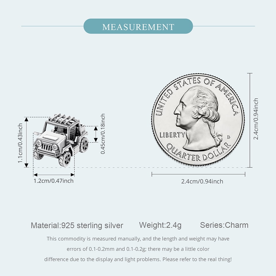Off-road VehiclesCharm, Genuine 925 Sterling Silver Charm, Compatible with Most Charm Bracelet
