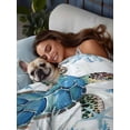 thumbnail image 3 of Turtle Queen Size Flat Sheet, Wrinkleproof & Fadeproof Cooling Flat Bed Sheet Only, Blue Coastal Starfish Ocean Coral Nautical Breathable Soft Bedding Top Sheets 90 x 102 Inches, 3 of 8