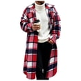 thumbnail image 2 of Fmbrln Men's Long Plaid Shacket Lapel Button Down Oversized Tartan Long Jacket Casual Fall Winter Outerwear for Men, 2 of 6