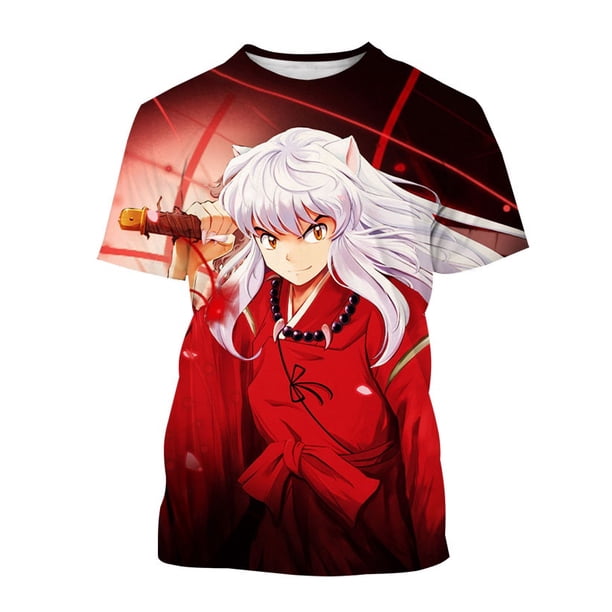 Nueva Camiseta Casual Inuyasha Impresión 3D De Manga Corta De Personalidad De Moda Para Hombres