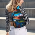 thumbnail image 5 of Bixox Ice Blue Ocean Sea Turtle Printing Canvas Backpack Lightweight Casual Travel Backpack School Backpack Fits 15.6 Inch Notebook, 5 of 5