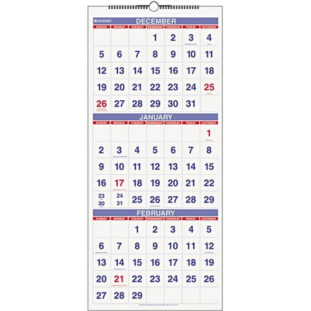 Wall Calendar,14 Months Dec-Jan,3MPP,12x27,White