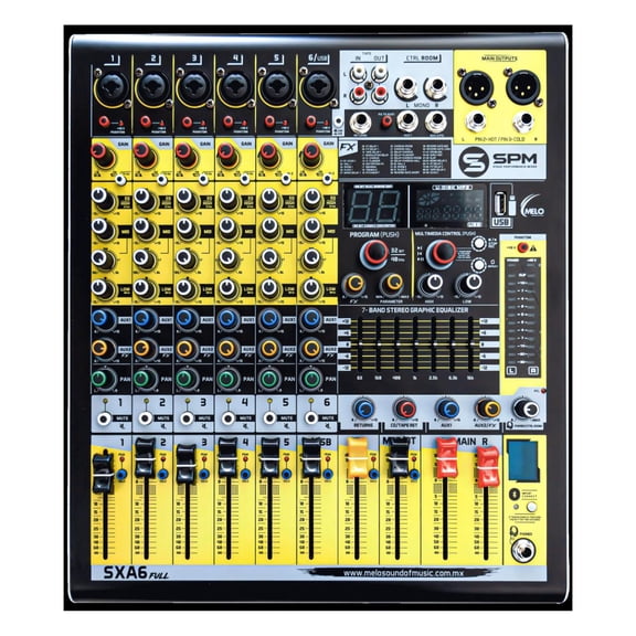 Mezcladora MELO SXA6 FULL 6 Canales C/efectos Y Bluetooth