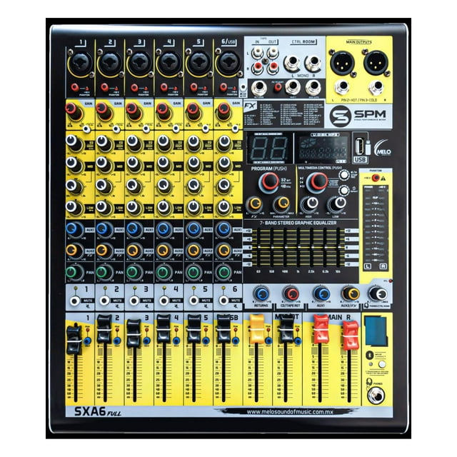 Mezcladora MELO SXA6 FULL 6 Canales C/efectos Y Bluetooth