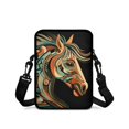 thumbnail image 2 of Chririnla Cross Body Bags Abstract Art Horse, 2 Zippers Crossbody Purse for Travel, Elastic Polyester with Compartments Cell Phone Messenger Bag, 2 of 7