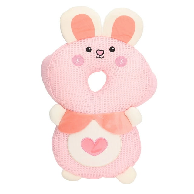 Almohadilla protectora para la cabeza de bebé con forma de animal de dibujos animados, fibra artificial, cojín para mochila, conejito rosa