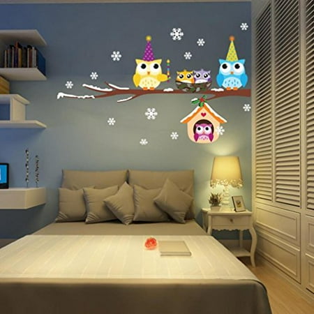 Owl Decor For Bedroom Ussore Kids Cartoon Owl DIY Vinyl Wall Stickers Home Decor for living room bedroom bathroom kitchen ()