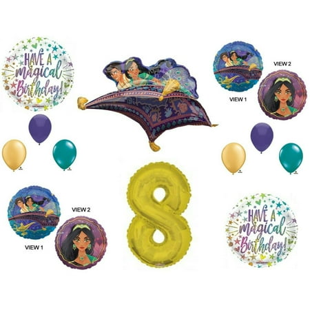 Aladdin 8th Birthday Party Balloons Decorations Supplies Jasmine Gold