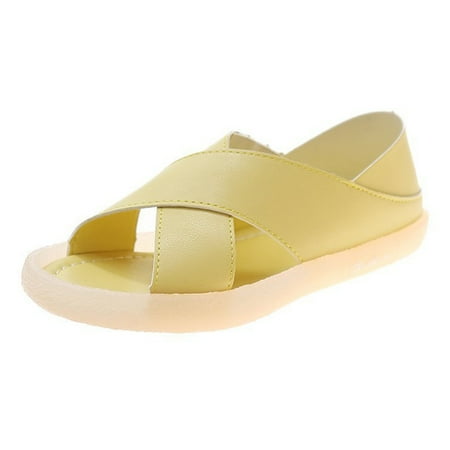 

Outdoor Beach Sandals Rome Style Two Wear Shoes Light Solid Color for Daily Lives Everyday Use Yellow 39
