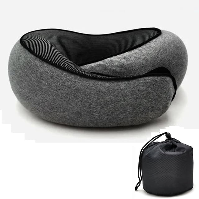 Almohada de viaje para el cuello, almohada en forma de U de espuma viscoelástica, soporte para el cuello de viaje estilo caracol