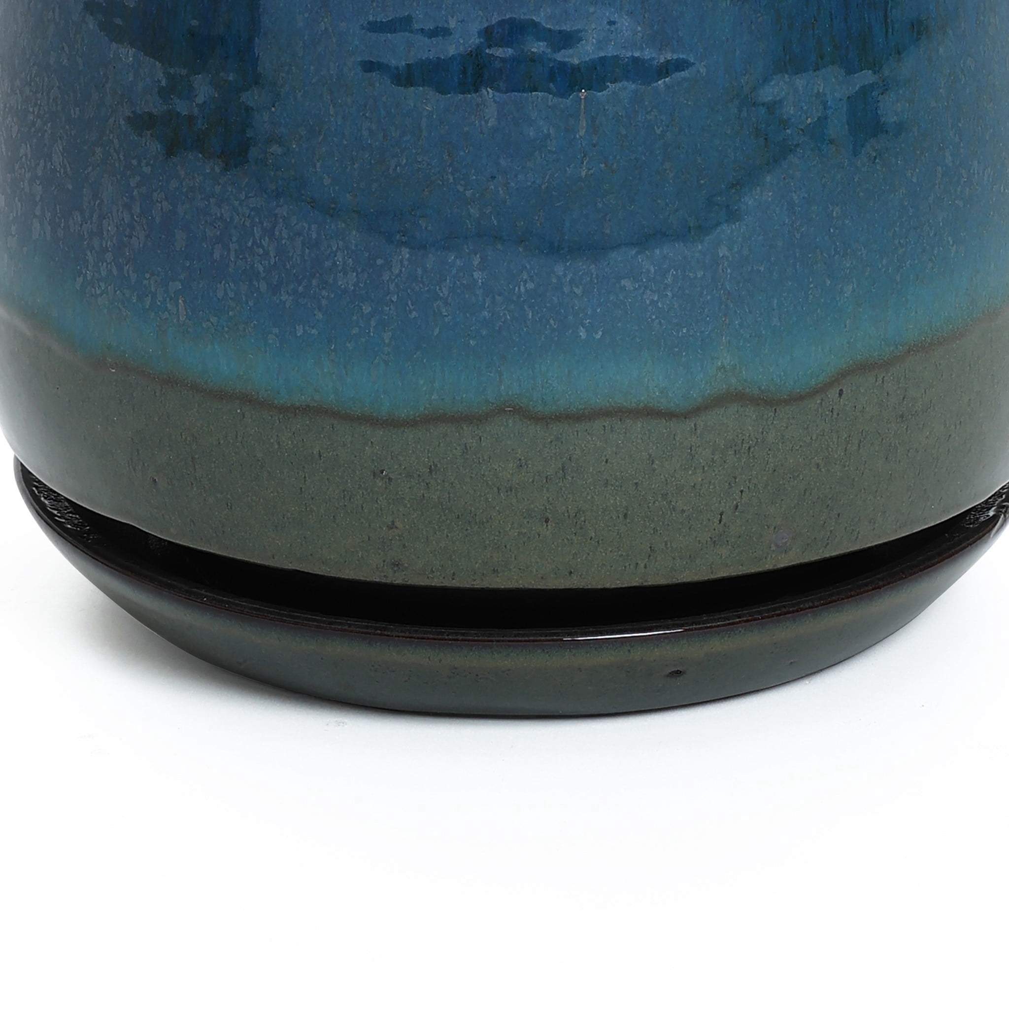 LuxenHome Blue and Green Ombre Round Decorative Ceramic Planter Pot