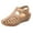 Beige, variant on Hollow Closed Toe Sandals Soft Leather Vintage Anti-Slip Sandals For Women High-Quality Apply To Beach Seaside Walk