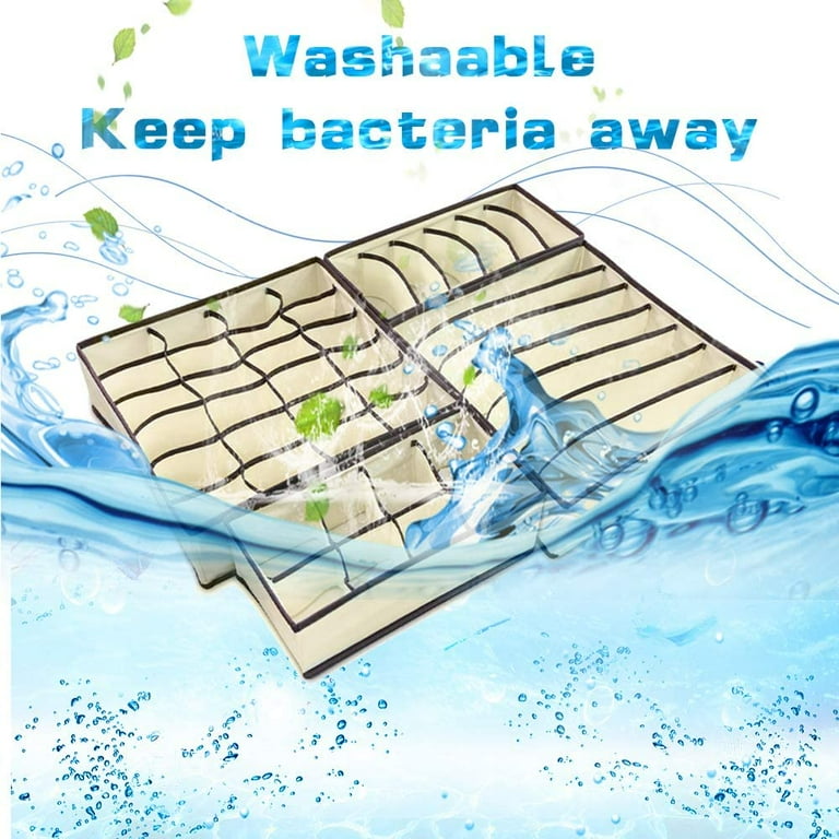 DLHCelty 4-Pack Foldable Drawer Organizer Bins - Sock, Underwear, Bra & Tie Dividers For Dresser Or Closet