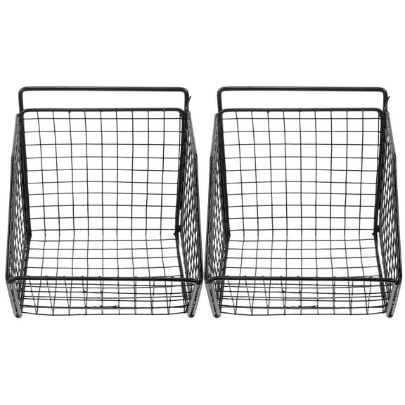 UPOUART 1 Set Hanging Storage Basket Black Carbon Steel Kitchen Use Wall Mounting Organizing