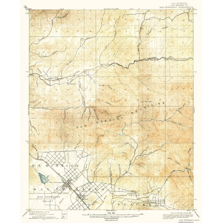 Topographical Map - San Fernando California Quad - USGS 1900 - Vintage Wall Art