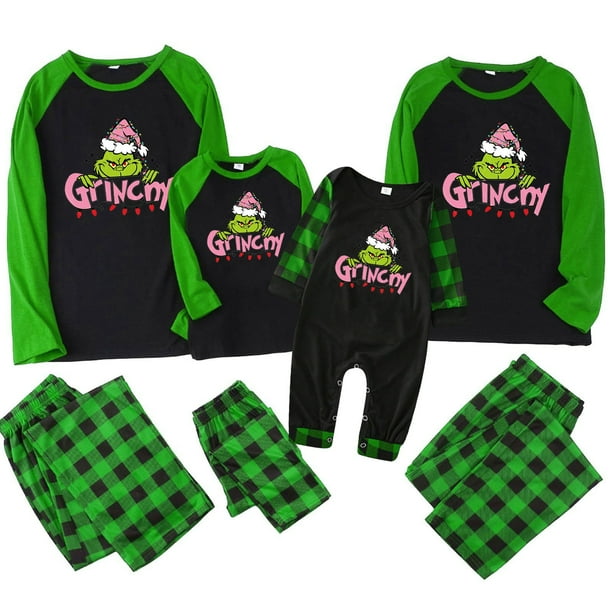 Pijamas navideños a juego Grinch - TKing Fashion 2024 Nuevos conjuntos de pijamas navideños familiares a juego Grinch, pijamas navideños navideños para parejas, adultos y niños, Mujer XXL