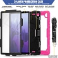 thumbnail image 3 of NEOYFC for Samsung Galaxy Tab A7 10.4-Inch 2020 SM-T500/T505/T507, Shockproof Protective Cover with Built-in Screen Protector + 360° Swivel Kickstand + Hand Strap + Shoulder Strap,Rose Red, 3 of 7