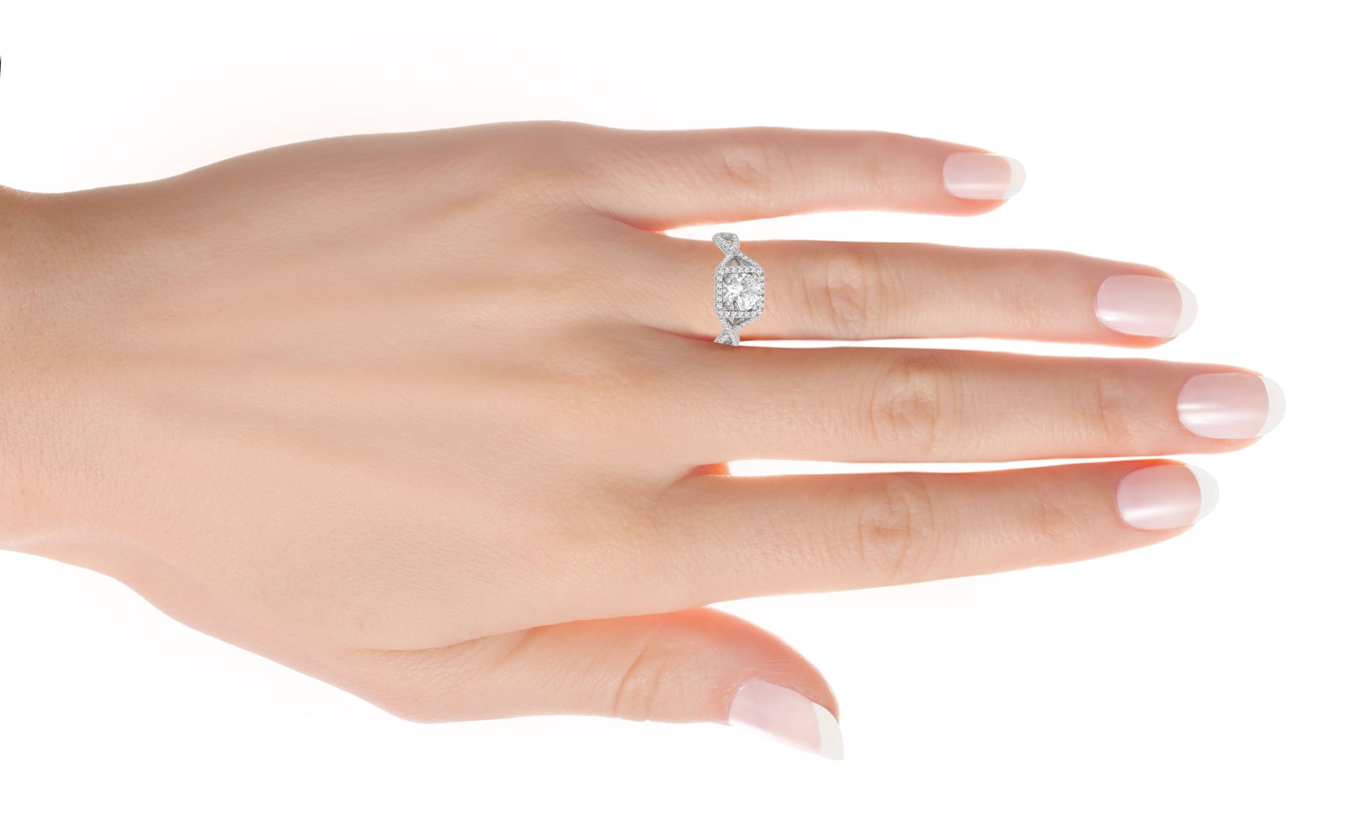 Arista 2 1/2 Cts T.W Swarovski Crystal Square Frame Women's Engagement Ring in Sterling Silver
