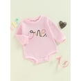 thumbnail image 3 of Suealasg Newborn Baby Girl Sweater Romper Birthday Clothes Long Sleeve Letter Knitted Bodysuit 6 12 18 Months Infant Girl Birthday One Piece Clothes, 3 of 7