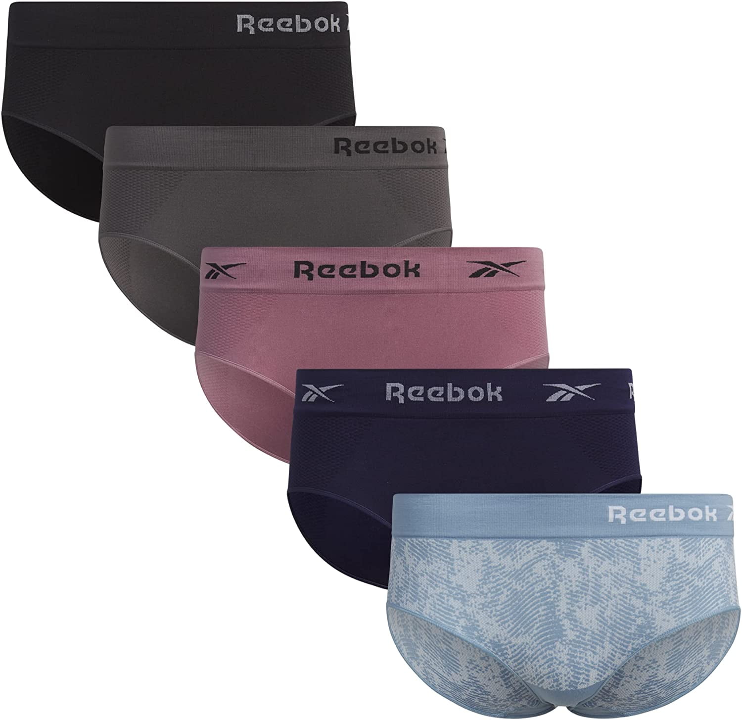 Reebok Women's Underwear Seamless Hipster Briefs (5 Pack)