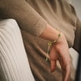 thumbnail image 4 of JeenMata 3.5 Carat May Emerald Birthstone Double Layer Bracelet - in Yellow Gold Plating for Women, 4 of 6