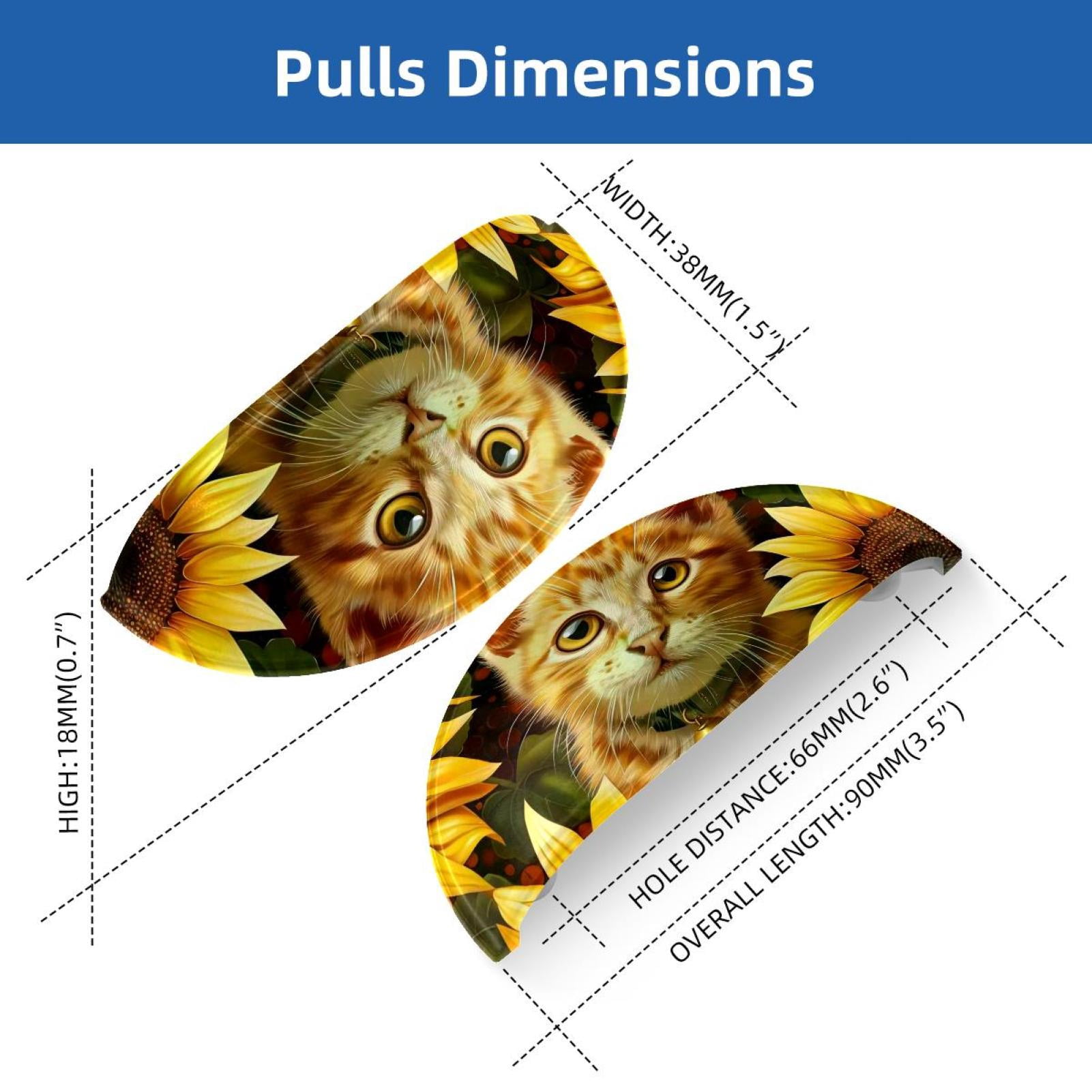 PhooArto 6 Pcs Cup Drawer Pulls, Cat Sunflowers Shell Shape Handles Cabinet Knobs for Dresser Cupboard Closet Wardrobe with Screws