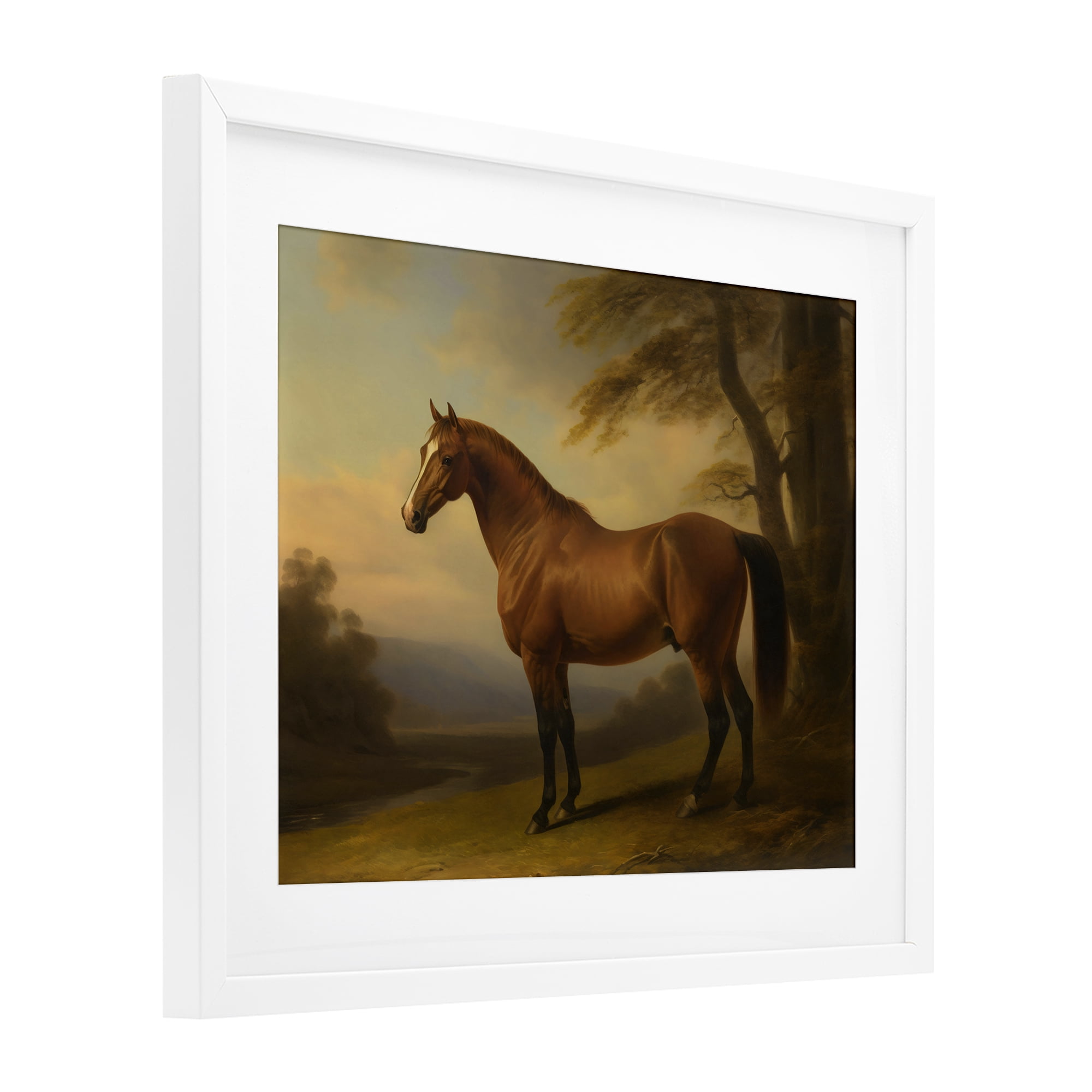 Stupell Industries Vintage Chestnut Horse White Framed Print Under Glass, design by Creative Studio