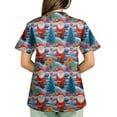 thumbnail image 4 of Garbnen Christmas Women's Scrub Tops V Neck Short Sleeve Workout Top Holiday Print Nurse Working Uniforms with Pockets S-5XL, 4 of 6