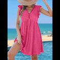 thumbnail image 3 of Vestido Tipo Cárdigan de Corta con Cuello en V y Ribete de Encaje, Color Rojo Rosa, Talla S, 3 of 7