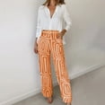 thumbnail image 2 of ibuvkizy Two Piece Sets for Women Fall,Women's Printed Long Sleeved Shirt with Elastic Waistband and Pocket Pants Set Orange,S, 2 of 6